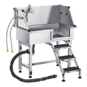 34 Inch Stainless Steel Dog Washing Station, Pet Grooming Tub with Hot & Cold Faucet, Showerhead, Home Wash Sink,, Fits Small Cats and Dogs