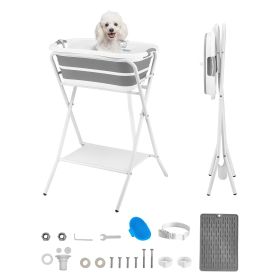 Dog Bathtub, Elevated Dog Bath Tub, 2 in 1 Collapsible Pet Bathing Grooming Wash Station, Portable Foldable Space-saving
