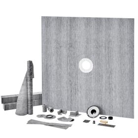 Shower Curb Kit, 72"x72" Shower Pan Kit with 2" PVC Central Flange, 4" Stainless Steel Grate, Waterproof Shower Curb & Membrane & Strip