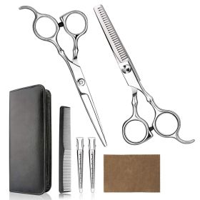 Hair Cutting Scissors Professional Home Haircutting Barber/Salon Thinning Shears Kit with Comb and Case for Men/Women Silver