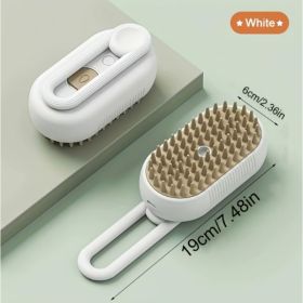 Pet Steam Brush Cat And Dog Deshedder Tool For Grooming And Hair Removal (Option: White)