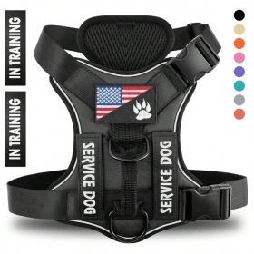 Reflective Breathable Solid Color Polyester Dog Strap (Option: Black-XS)